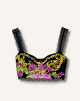 Versace Lace-Trimmed Printed Silk-Twill Bralette