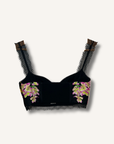 Versace Lace-Trimmed Printed Silk-Twill Bralette
