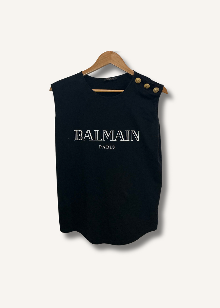 Balmain Sleeveless Logo Shirt