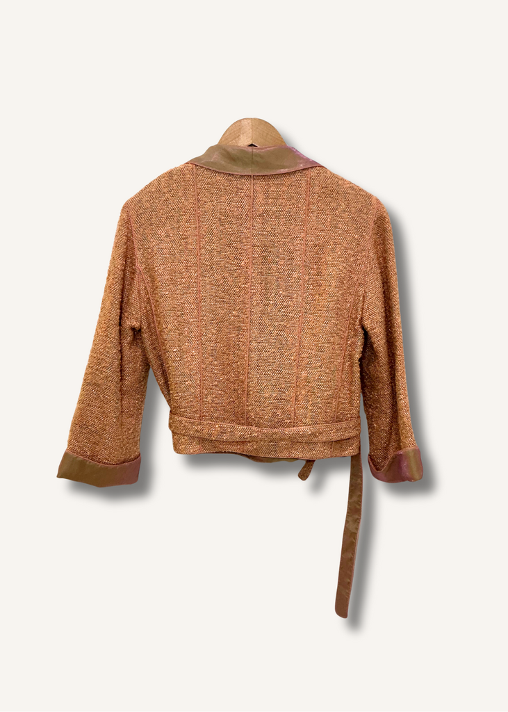 Chanel Tweed Boucle Knit Cropped Wrap Jacket