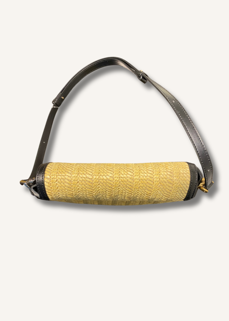 Stella Mccartney Frayme Woven Raffia Medium Flap Shoulder Bag