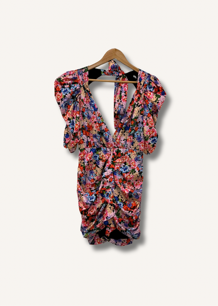 For Love & Lemons Bouquet Floral Puff-Sleeve Mini Dress