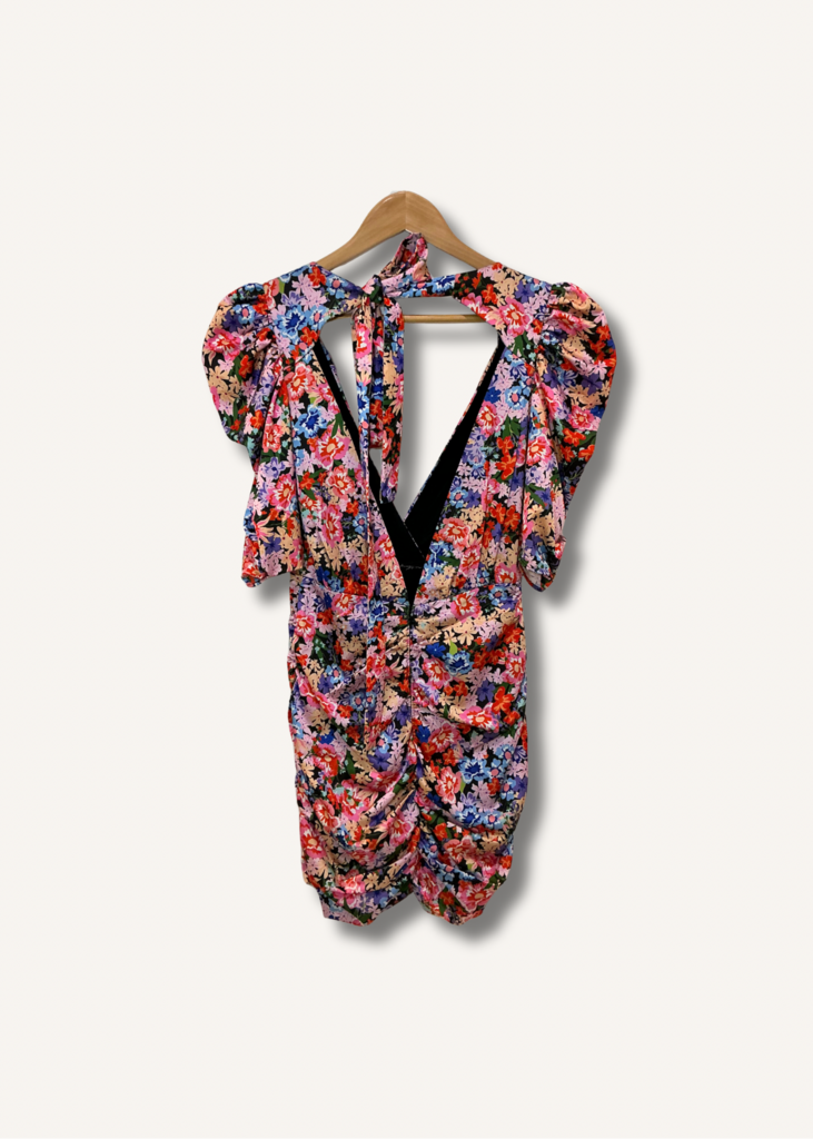 For Love & Lemons Bouquet Floral Puff-Sleeve Mini Dress