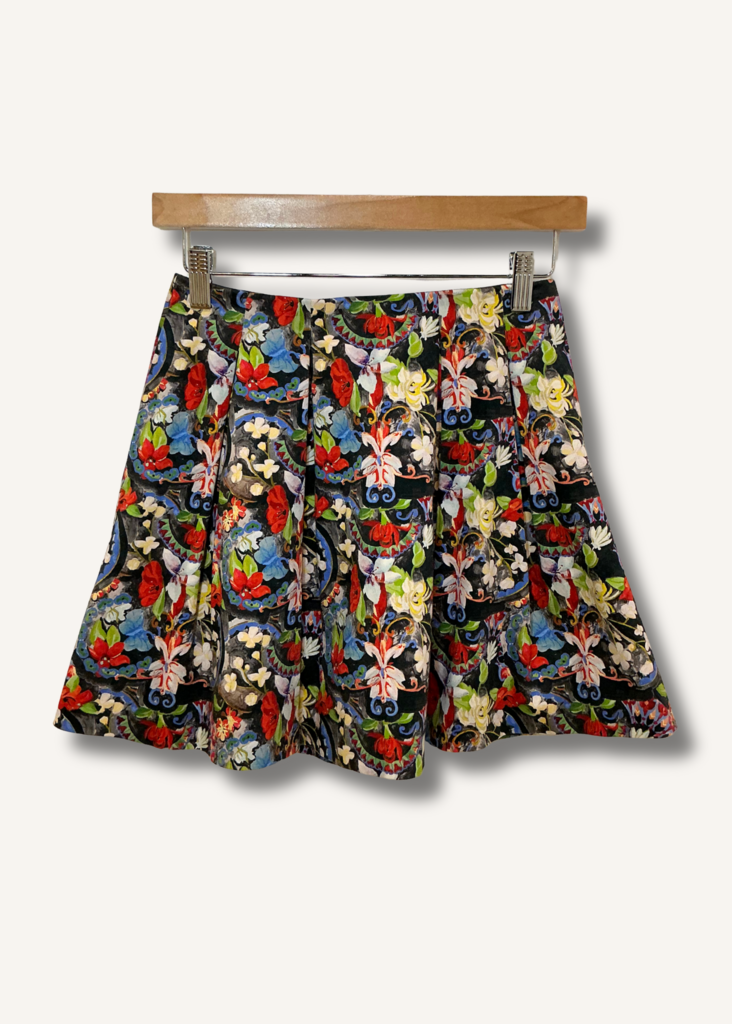 Alice + Olivia Island Watercolor Parson Pleated Skirt