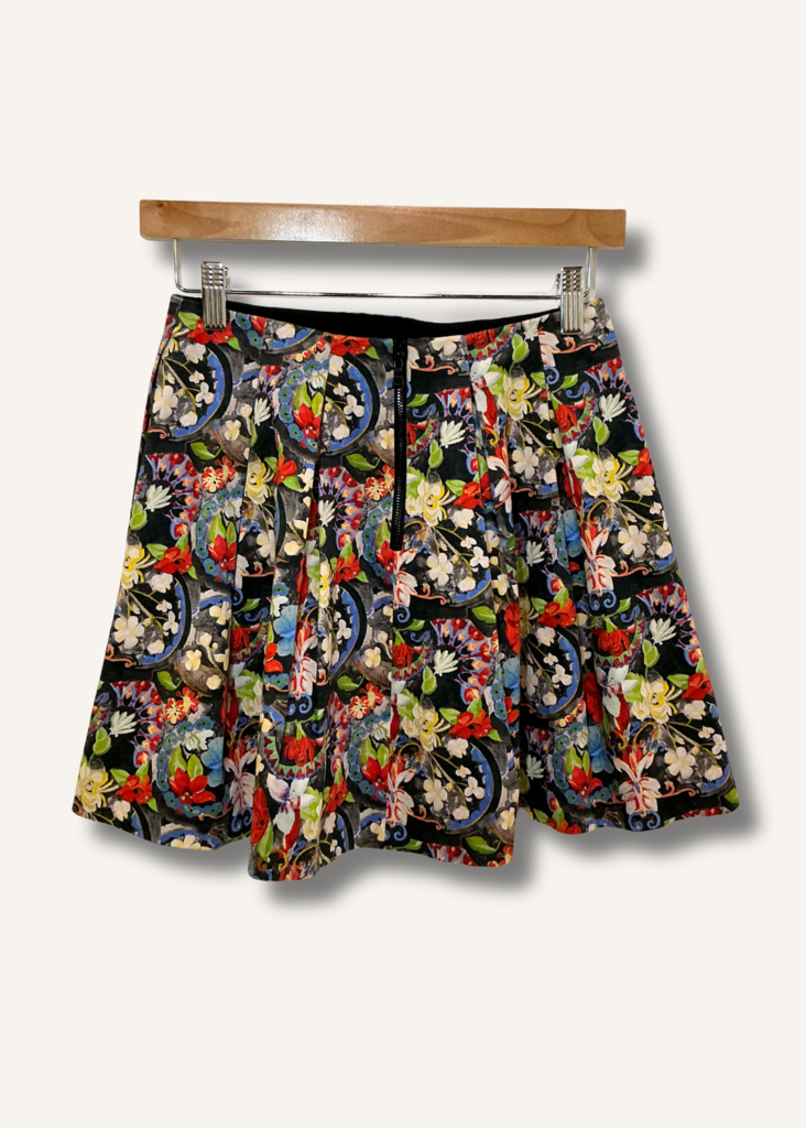 Alice + Olivia Island Watercolor Parson Pleated Skirt