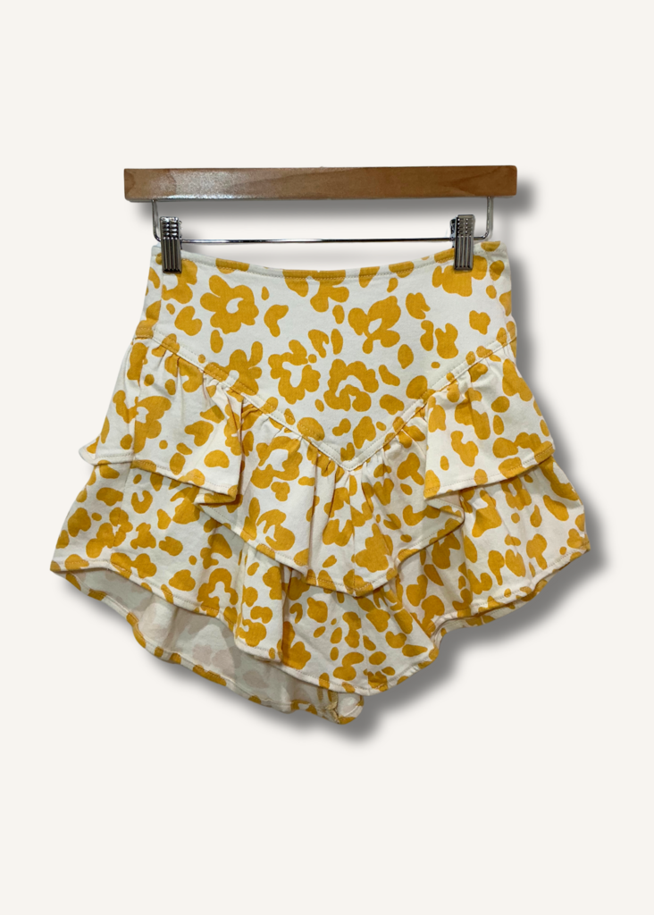 Mother The Ruffle Mini Skirt in Floral Leopard