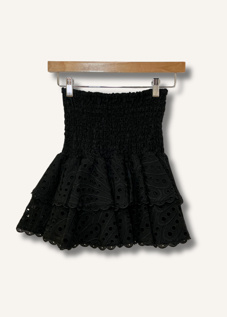 Charo Ruiz Noa Ruffled Shirred Broderie Anglaise Cotton-Blend Mini Skirt