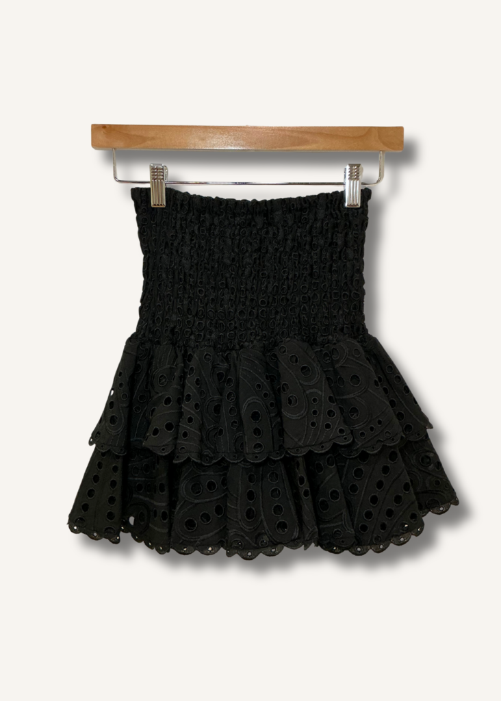 Charo Ruiz Noa Ruffled Shirred Broderie Anglaise Cotton-Blend Mini Skirt