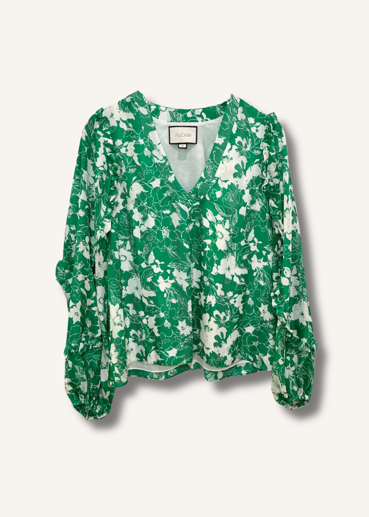 Alexis Idir Belted Floral-Print Crochet-Paneled Woven Top