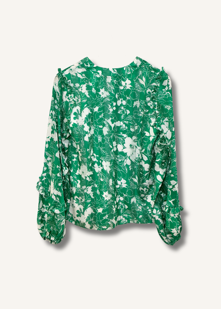 Alexis Idir Belted Floral-Print Crochet-Paneled Woven Top