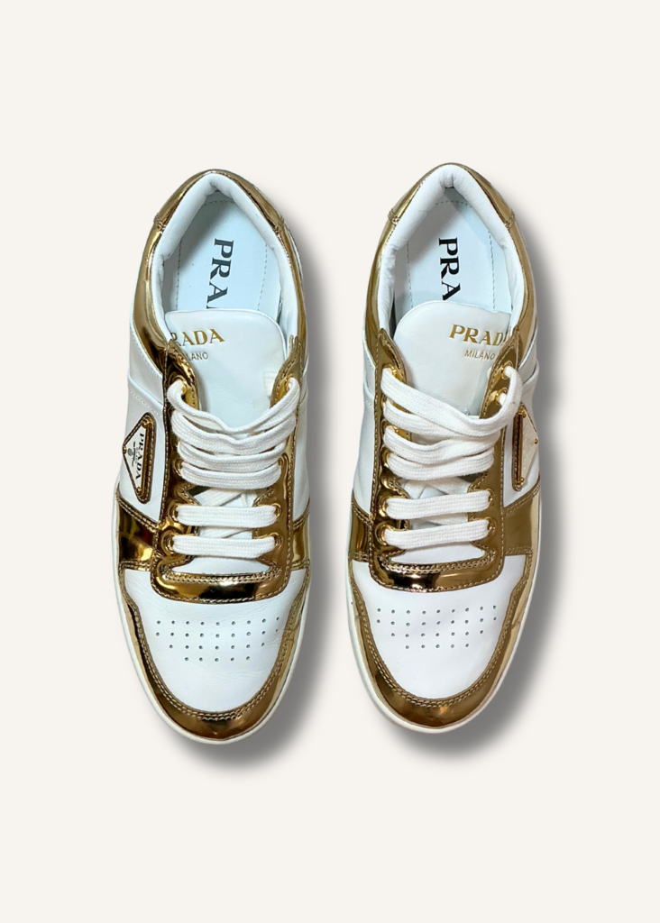 Prada Metallic Downtown Sneakers