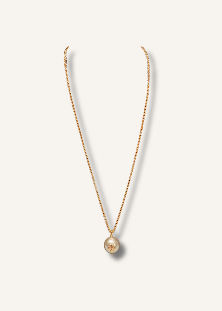 Tory Burch Pearl Logo Rope Necklace