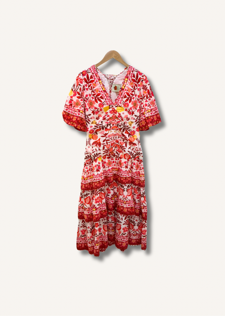 Farm Rio Romantic Orchard Tiered Midi-Dress