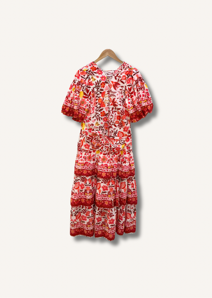 Farm Rio Romantic Orchard Tiered Midi-Dress