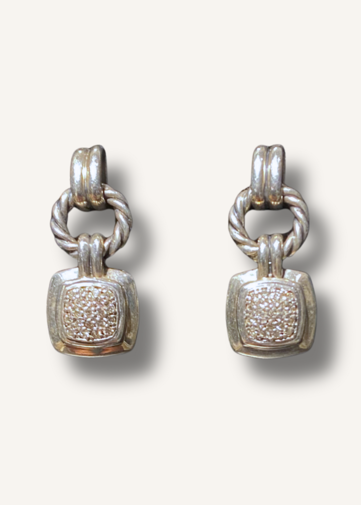 David Yurman Dangle Albion Pave Diamond Earrings