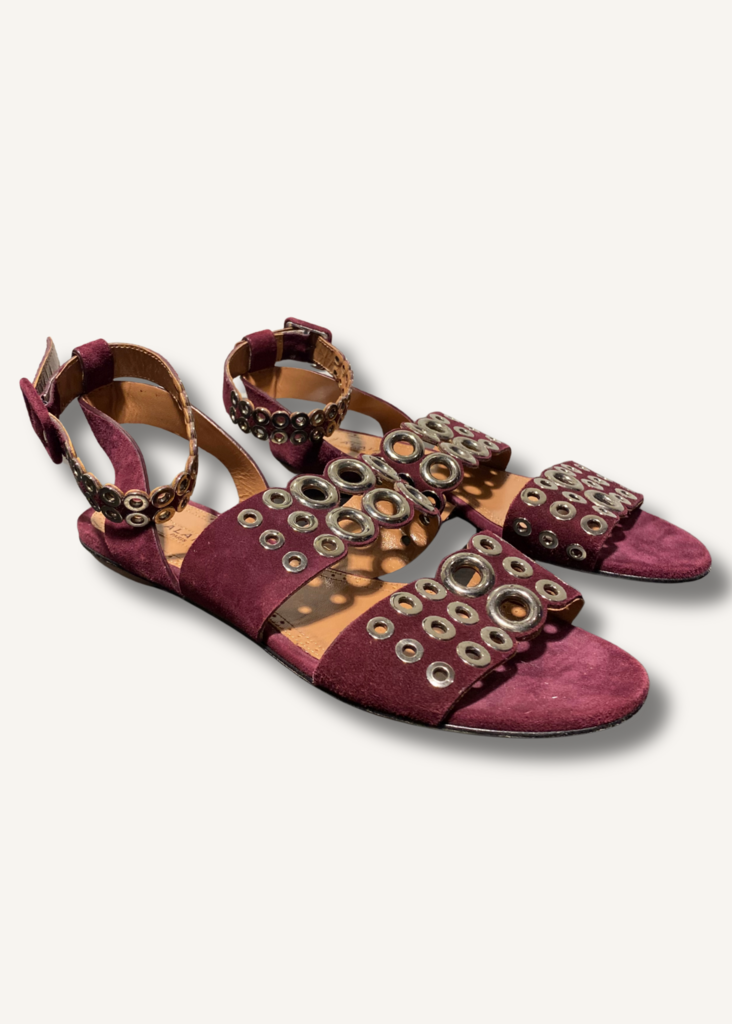 Alaia Suede Grommet Strap Sandals