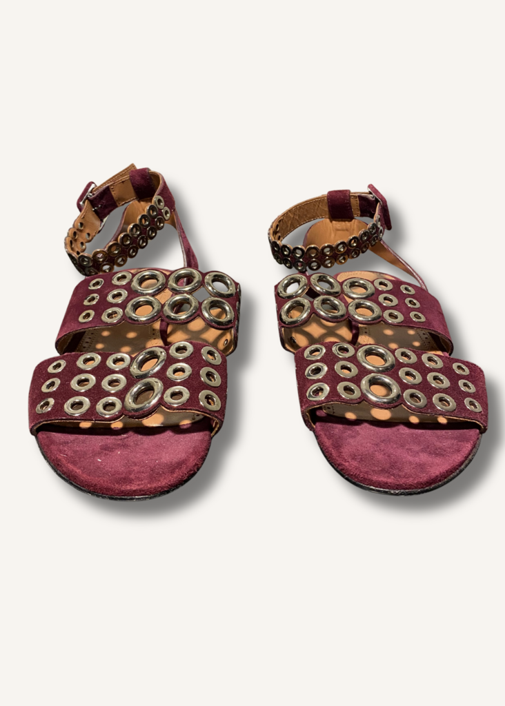 Alaia Suede Grommet Strap Sandals