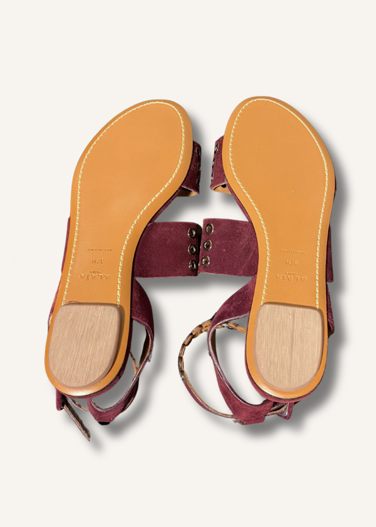 Alaia Suede Grommet Strap Sandals