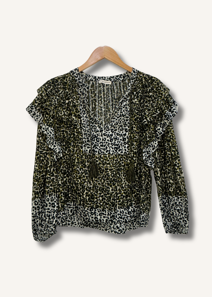 Ulla Johnson Carissa Leopard Print Ruffled Blouse
