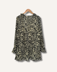 Ganni Pleated Georgette Flounce Neck Mini Dress