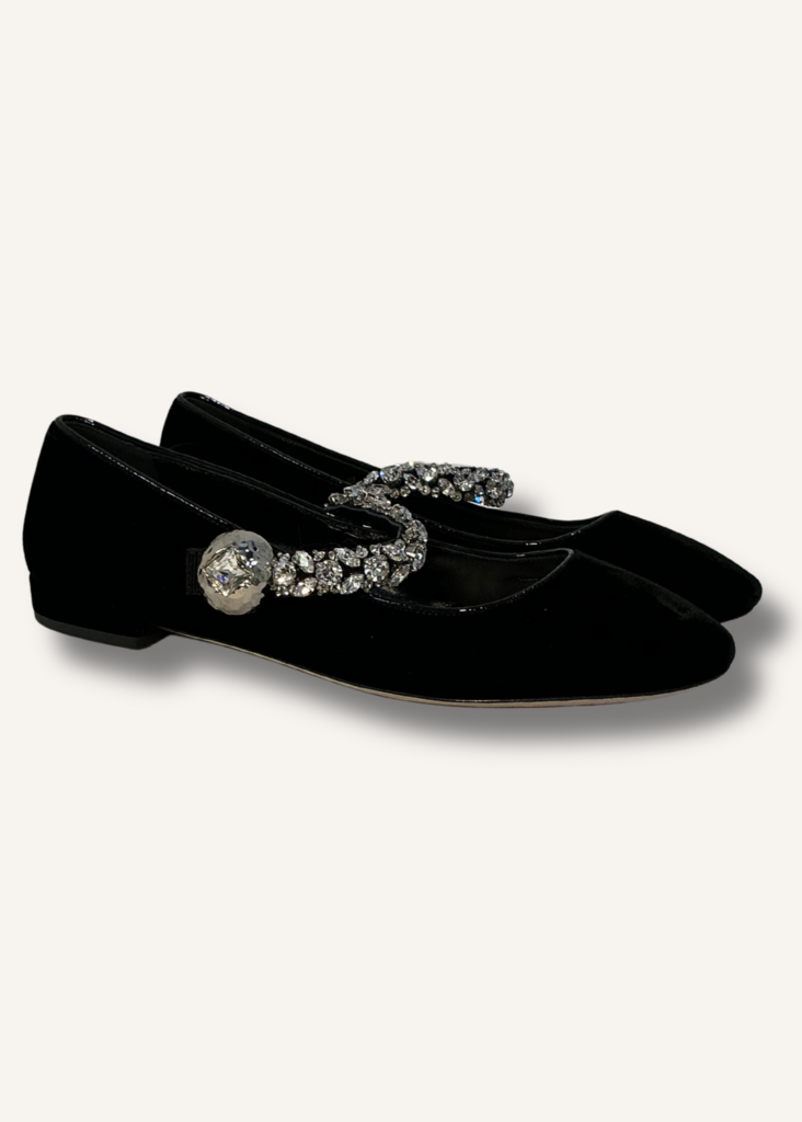 Miu Miu Crystal Mary Jane Flats