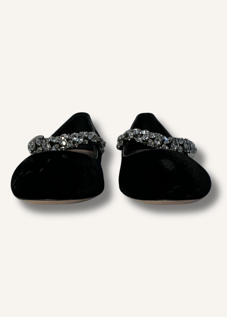 Miu Miu Crystal Mary Jane Flats