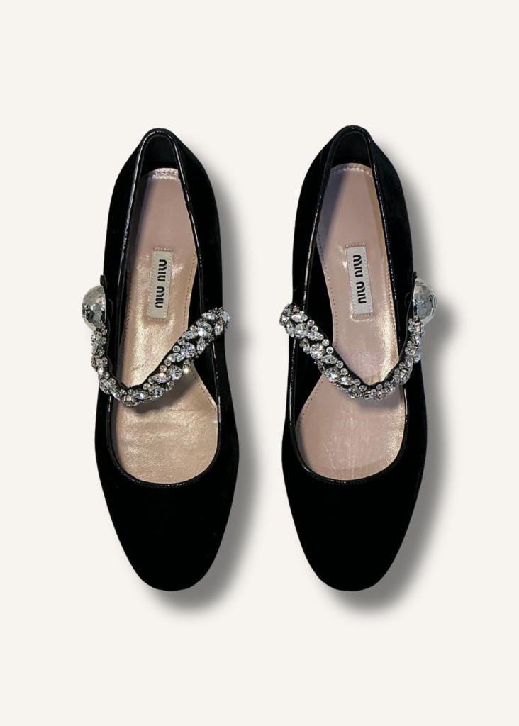 Miu Miu Crystal Mary Jane Flats