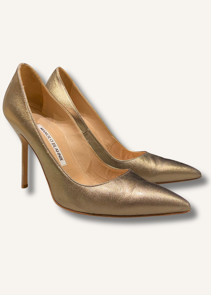 Manolo Blahnik BB Metallic Leather Pumps