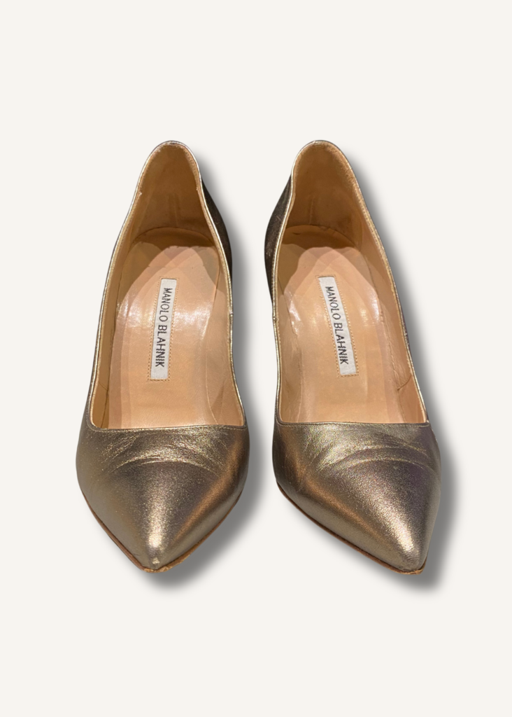 Manolo Blahnik BB Metallic Leather Pumps