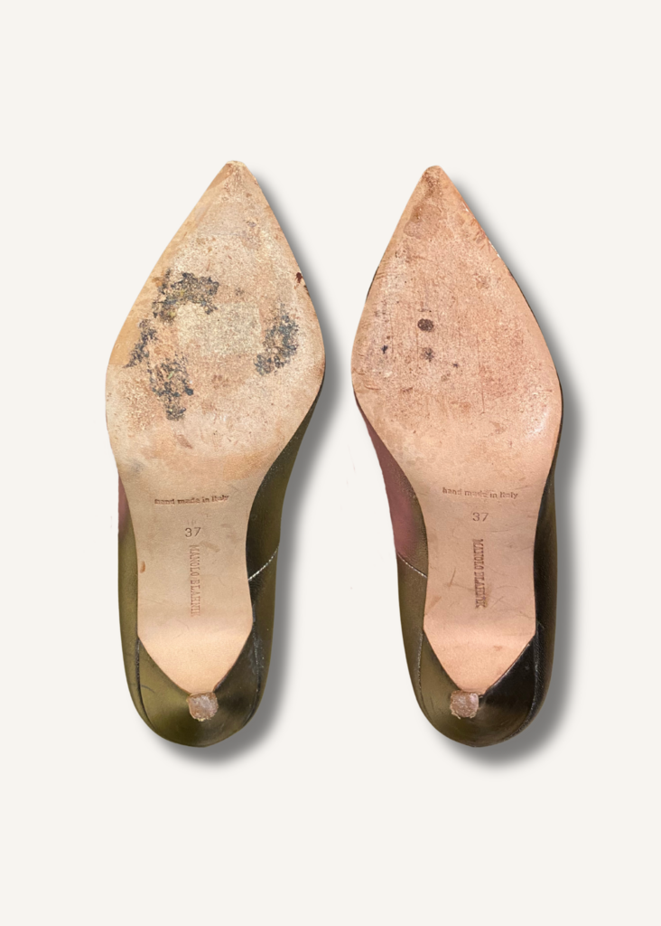 Manolo Blahnik BB Metallic Leather Pumps