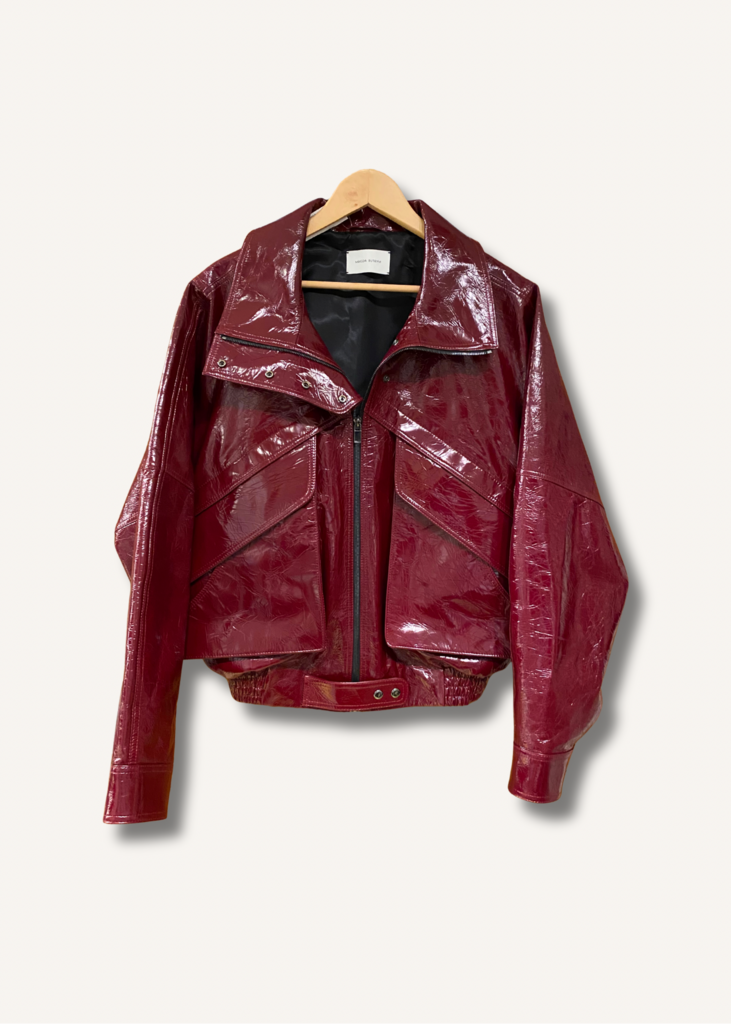 Magda Butrym Vintage Patent Leather Bomber Jacket