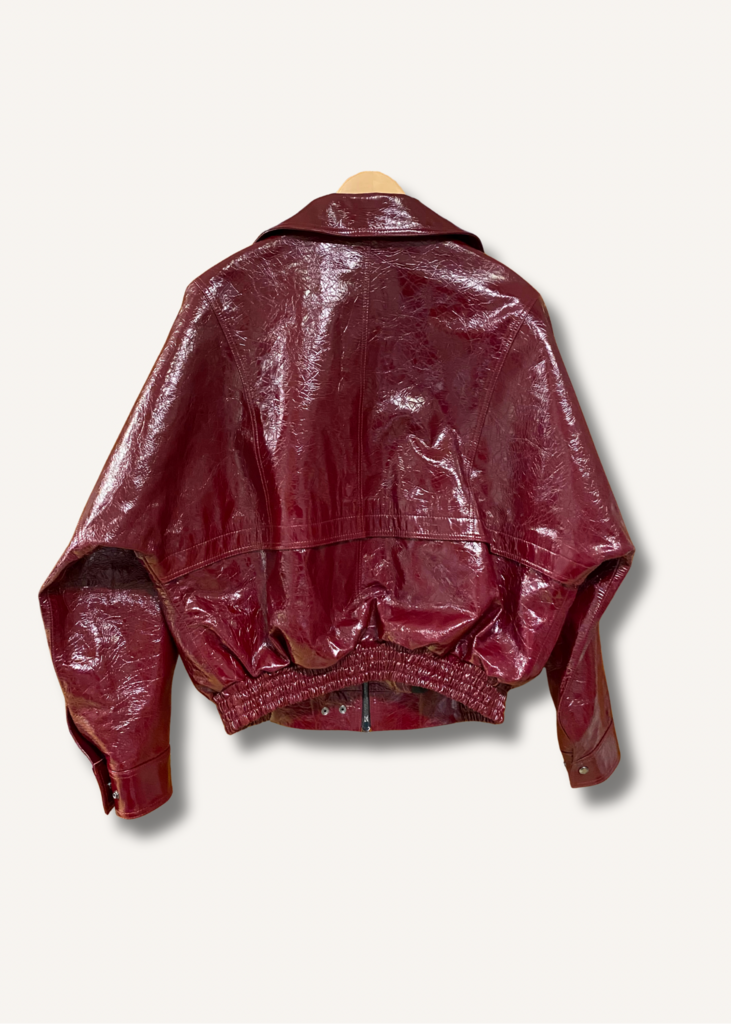 Magda Butrym Vintage Patent Leather Bomber Jacket