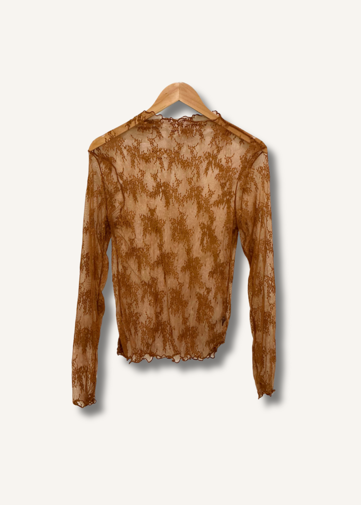 Mirokeety Mock Neck Sheer Lace Floral Top