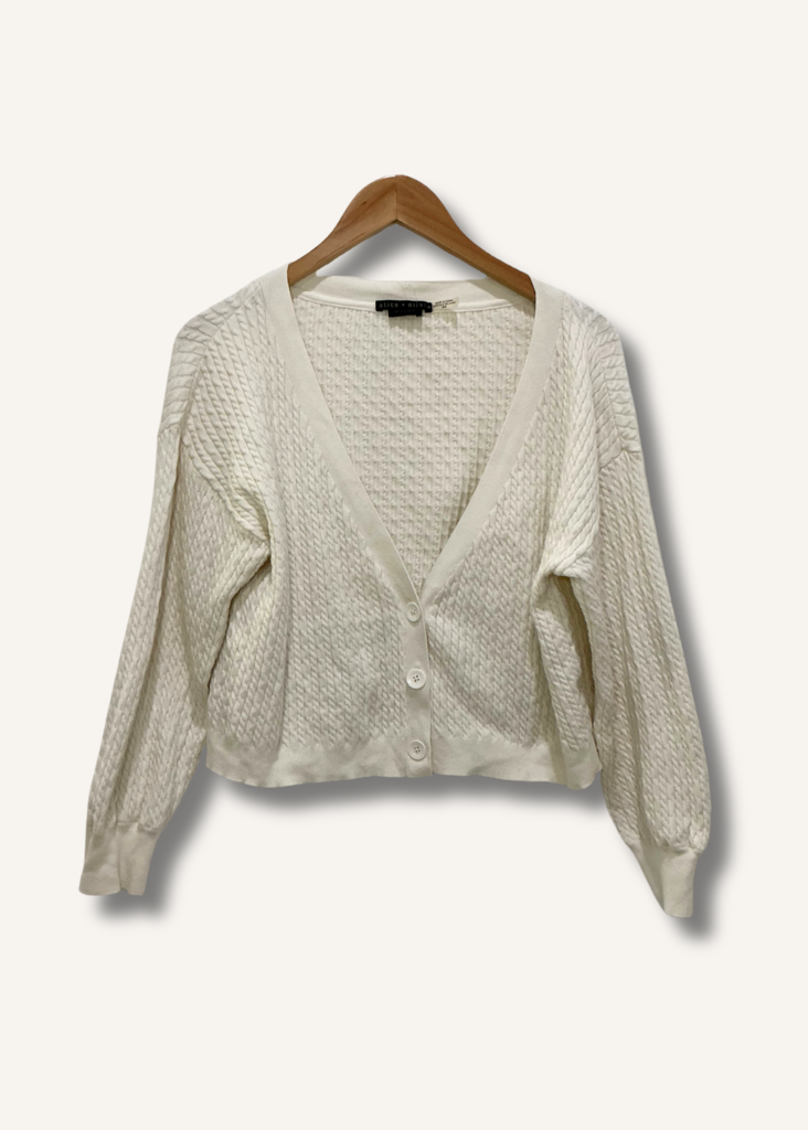 Alice + Olivia Cropped Cable Knit Cardigan