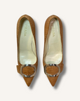 Prada Fivela Caramelo Scarpin Heels