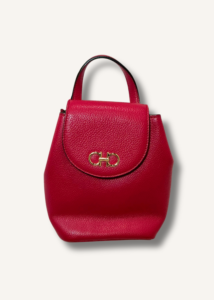 Ferragamo Gancini Logo Leather Backpack