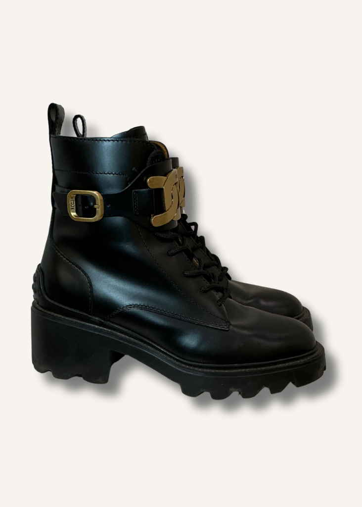 Tods Chain-Detail Lace-Up Boots