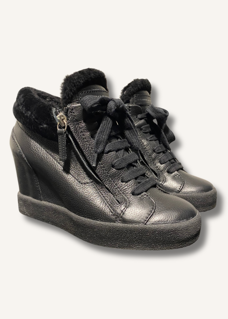 Giuseppe Zanotti Shearling-Lined Wedge Heel Sneakers