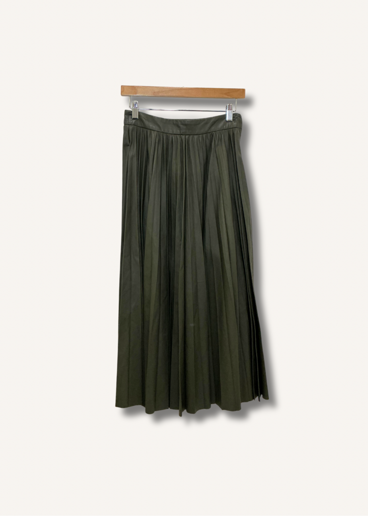 Red Valentino Pleated Accordion Leather Skirt