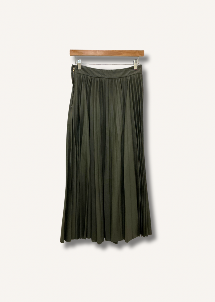 Red Valentino Pleated Accordion Leather Skirt
