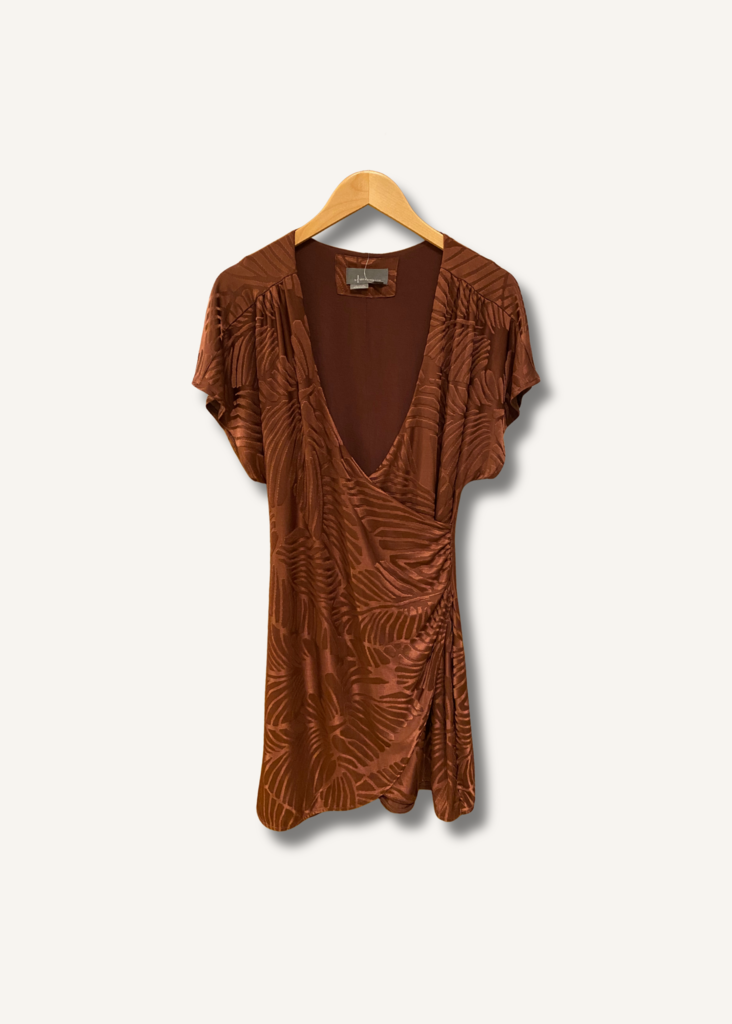 Anthropologie V-Neck Faux-Wrap Knit Mini Dress