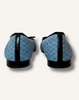 Chanel Denim Printed Quilt Cap Toe Flats