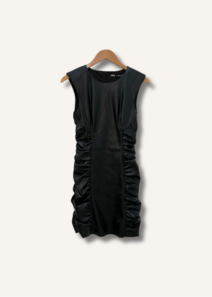 Zara Faux Leather Zip Up Mini Dress