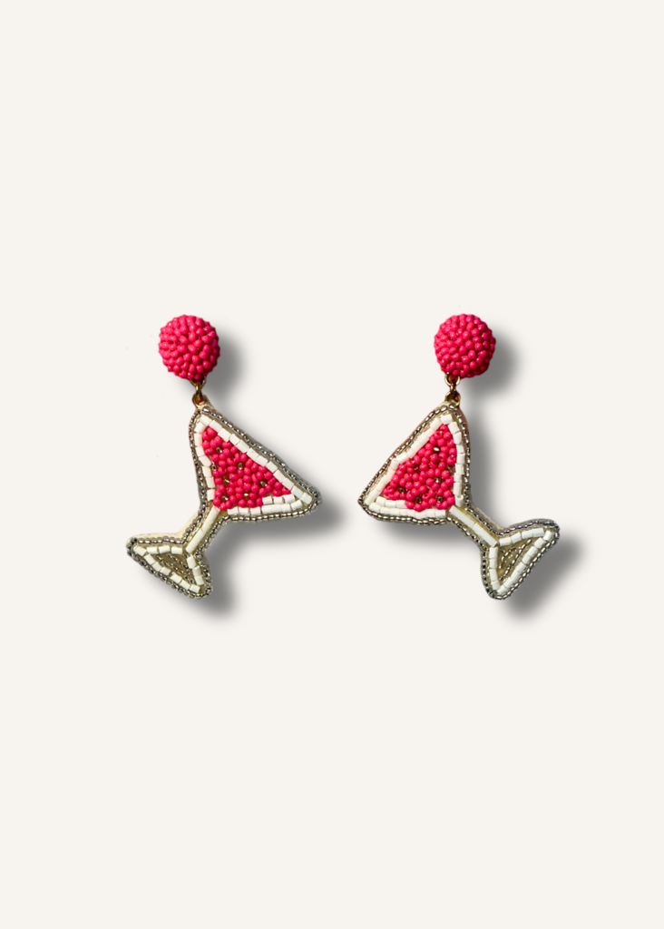 Drinks Beaded Martini Statement Earrings