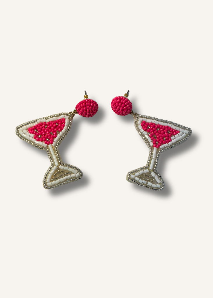 Drinks Beaded Martini Statement Earrings