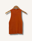Frame Mock Neck Ribbed Knitted Top