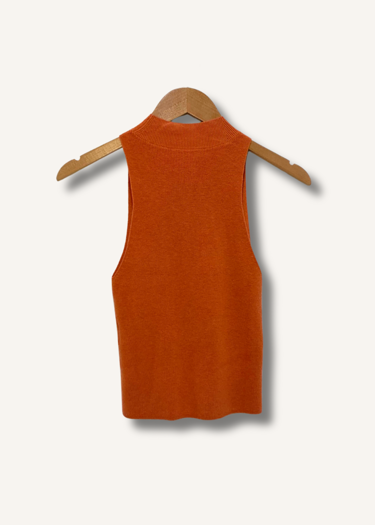 Frame Mock Neck Ribbed Knitted Top