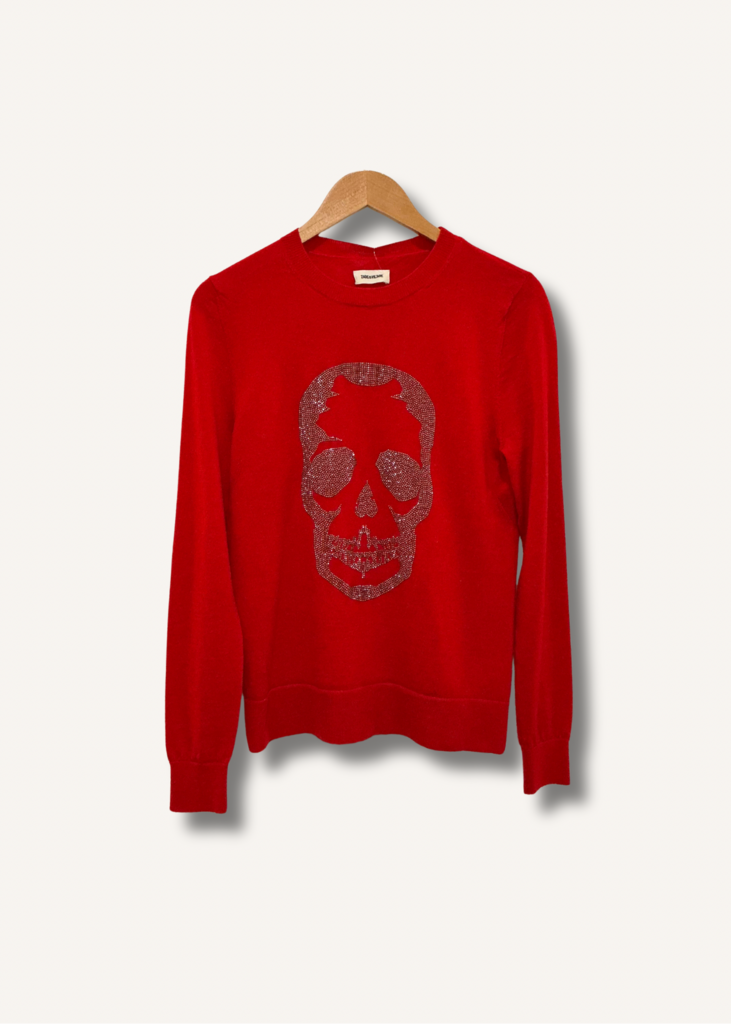 Zadig & Voltaire Miss Skull Merino-Wool Long-Sleeve Sweater