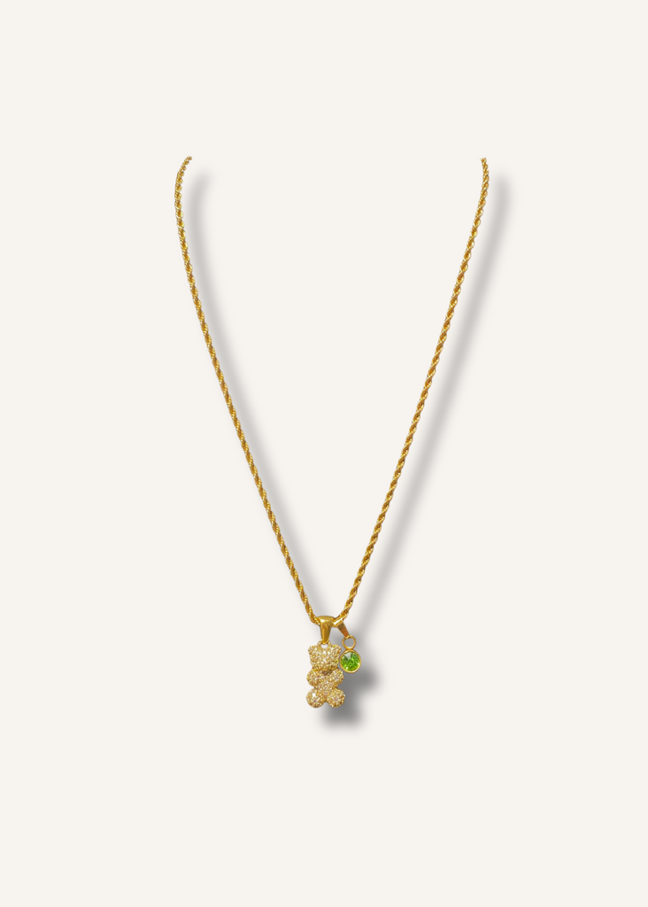 Rhinestone Teddy Bear Charm Necklace
