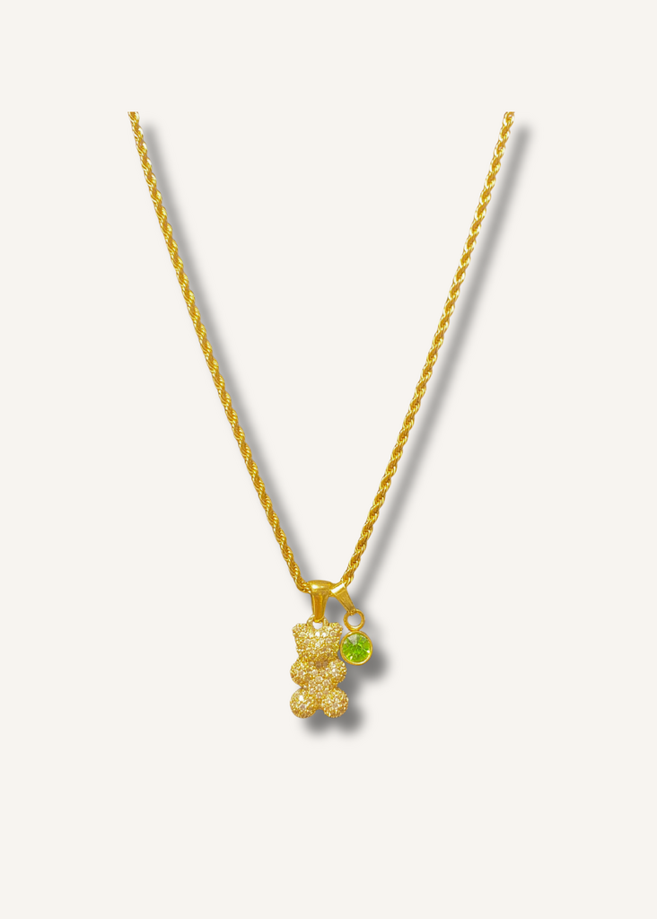 Rhinestone Teddy Bear Charm Necklace